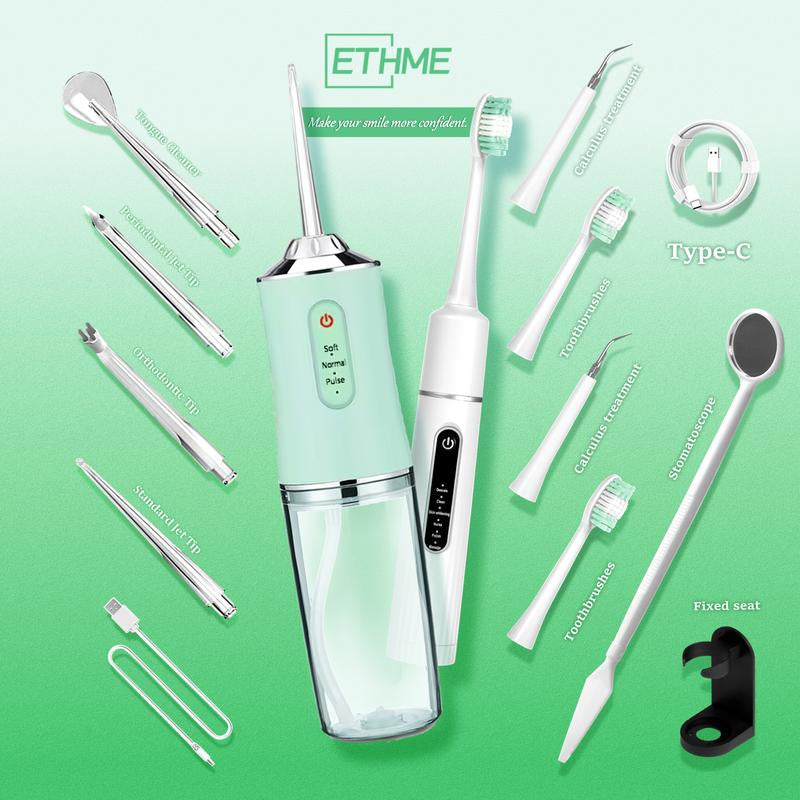 ETHME A8 Plaque Remover Portable Burst Pink Water Flosser Powerful Oral Rinse with 3 Cleaning Modes and 4 Jets Cordless and Effective Tooth Cleaning