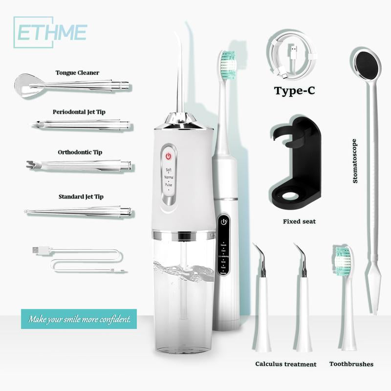 ETHME A8 Plaque Remover Portable Burst Pink Water Flosser Powerful Oral Rinse with 3 Cleaning Modes and 4 Jets Cordless and Effective Tooth Cleaning