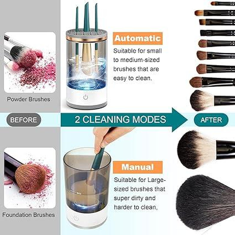 Electric Makeup Brush Cleaner Machine, Automatic Cosmetic Cleaner Mat,Auto-Rotating Spinning Makeup Brush Cleaner Machine