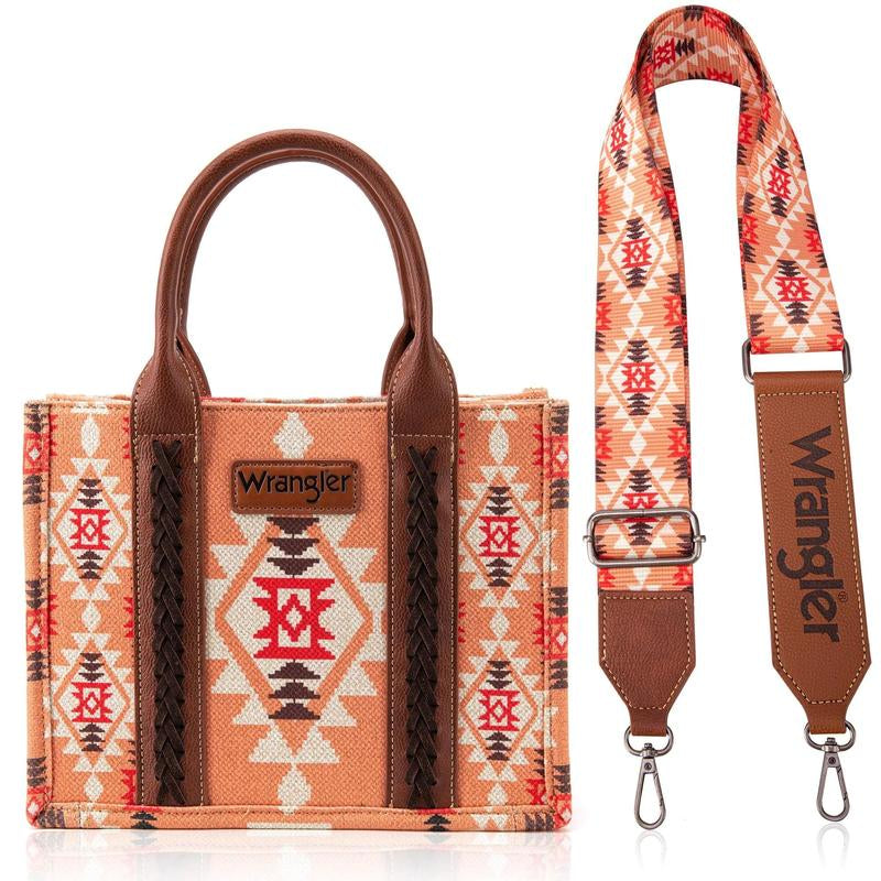 Wrangler Southwestern Dual Sided Print Small Canvas Tote/Crossbody