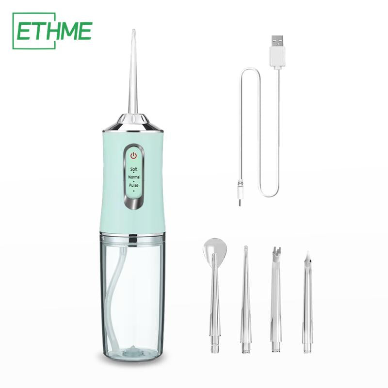 ETHME A8 Plaque Remover Portable Burst Pink Water Flosser Powerful Oral Rinse with 3 Cleaning Modes and 4 Jets Cordless and Effective Tooth Cleaning