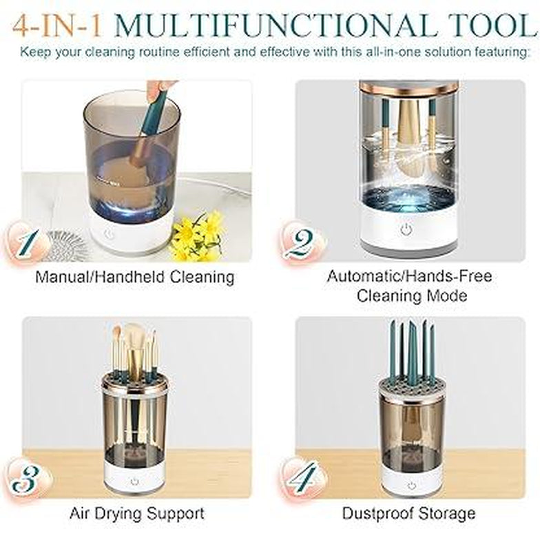 Electric Makeup Brush Cleaner Machine, Automatic Cosmetic Cleaner Mat,Auto-Rotating Spinning Makeup Brush Cleaner Machine