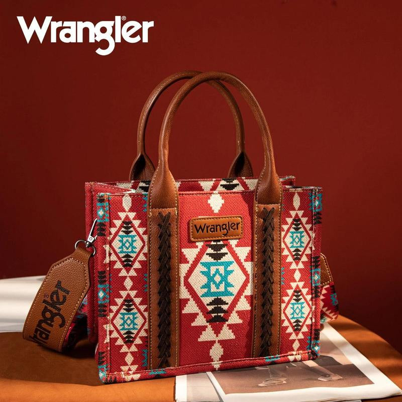 Wrangler Southwestern Dual Sided Print Small Canvas Tote/Crossbody