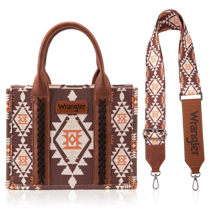 Wrangler Southwestern Dual Sided Print Small Canvas Tote/Crossbody