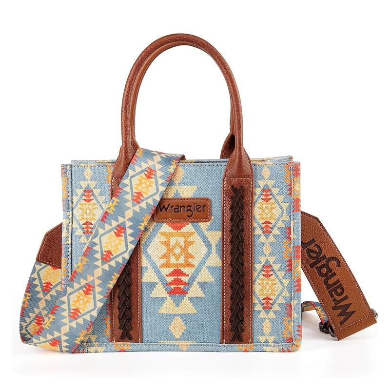 Wrangler Southwestern Dual Sided Print Small Canvas Tote/Crossbody