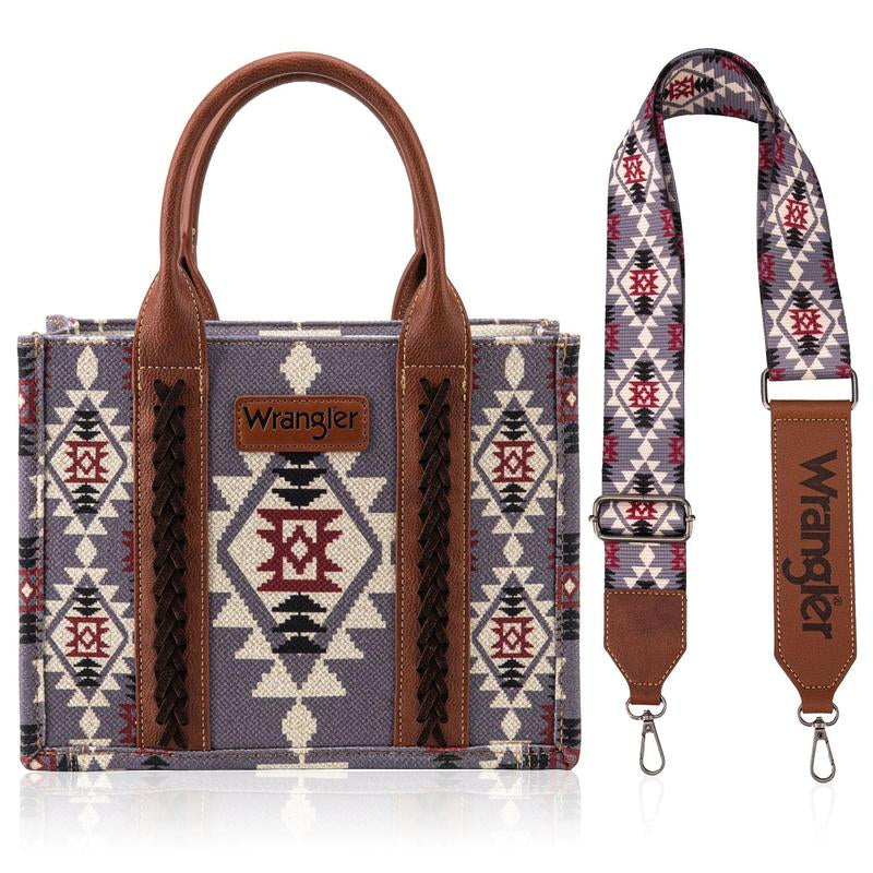 Wrangler Southwestern Dual Sided Print Small Canvas Tote/Crossbody