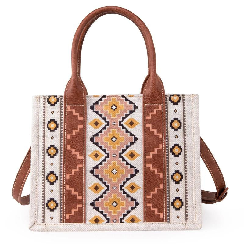 Wrangler Southwestern Dual Sided Print Small Canvas Tote/Crossbody