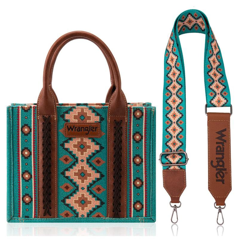 Wrangler Southwestern Dual Sided Print Small Canvas Tote/Crossbody