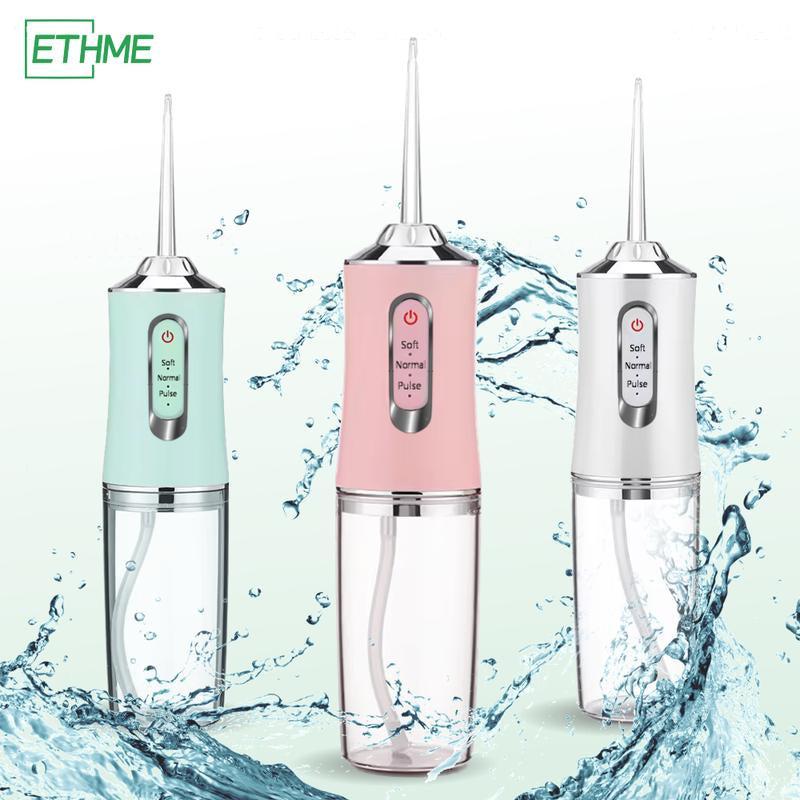 ETHME A8 Plaque Remover Portable Burst Pink Water Flosser Powerful Oral Rinse with 3 Cleaning Modes and 4 Jets Cordless and Effective Tooth Cleaning