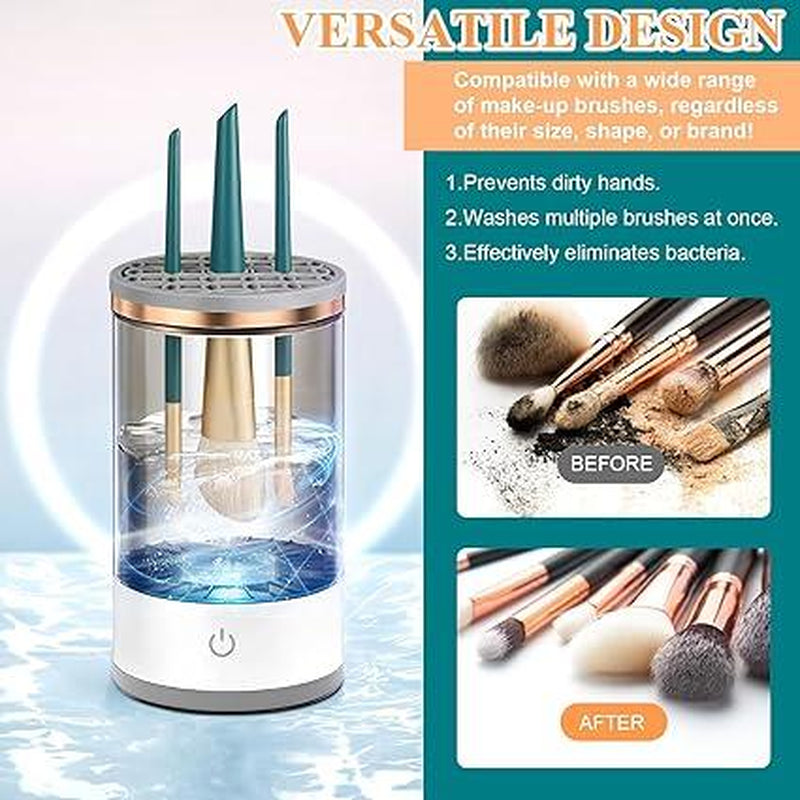 Electric Makeup Brush Cleaner Machine, Automatic Cosmetic Cleaner Mat,Auto-Rotating Spinning Makeup Brush Cleaner Machine