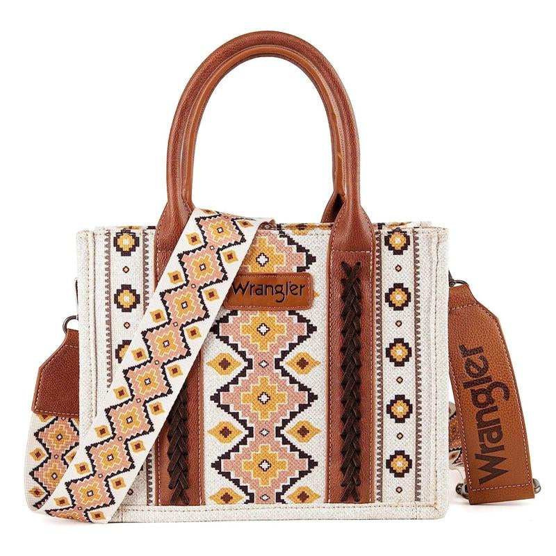 Wrangler Southwestern Dual Sided Print Small Canvas Tote/Crossbody