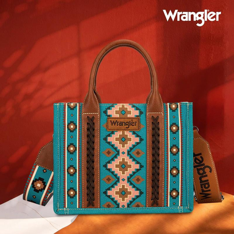 Wrangler Southwestern Dual Sided Print Small Canvas Tote/Crossbody