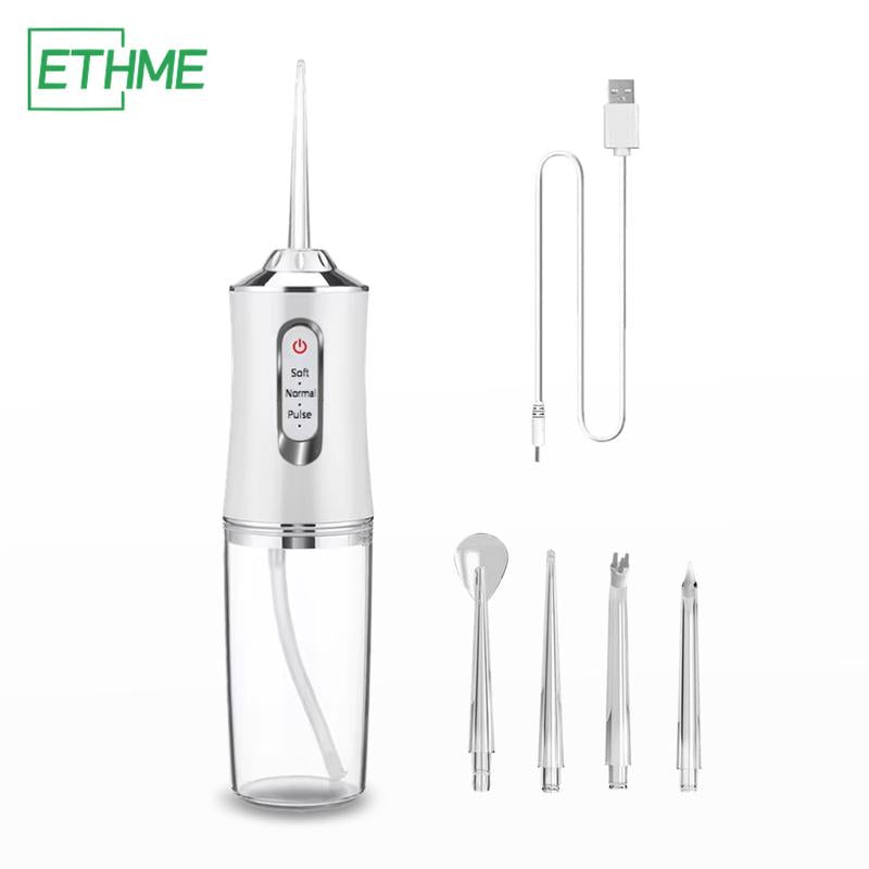 ETHME A8 Plaque Remover Portable Burst Pink Water Flosser Powerful Oral Rinse with 3 Cleaning Modes and 4 Jets Cordless and Effective Tooth Cleaning